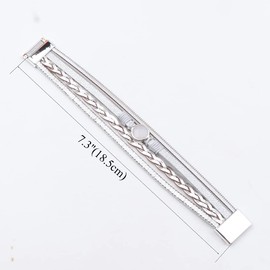 KSQS Tree of Life Leather Multi-Layer Wraps Bracelet, Boho Wide Buckle Wristband Bangle, Braided Cuff Bracelets for Women(#8)