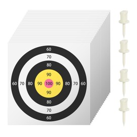 Cosmos 20 Pcs Archery Targets Paper with 4 Pcs Target Pins, Bow and Arrow Targets 5 Ring Paper Targets for Backyard Hunting Arrow Shooting Competition Practice, Archery Accessories, 38 cm x 38 cm