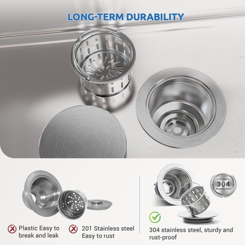 BOTEMY Stainless Steel Sink Drain Strainer 3-1/2 Inch Kitchen Sink