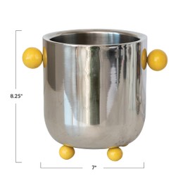Creative Co-Op, Silver Stainless Steel Ice Bucket with Ball Handles and Feet, 7" round