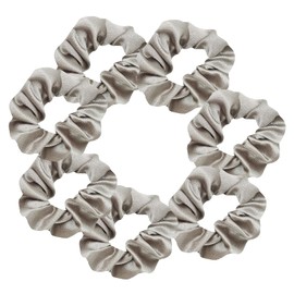 7 Pcs Satin Sleep Hair Scrunchies Pillow Hair Ties Silky School Elastic Hair Bobbles Soft Wrist Scrunchies Ponytail Holders Curly Hair Accessories for Women Girls (Grey)