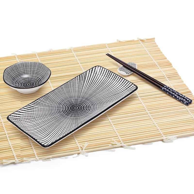 Pumtus 8 Pcs Sushi Plate Set, Ceramic Sushi Serving Set