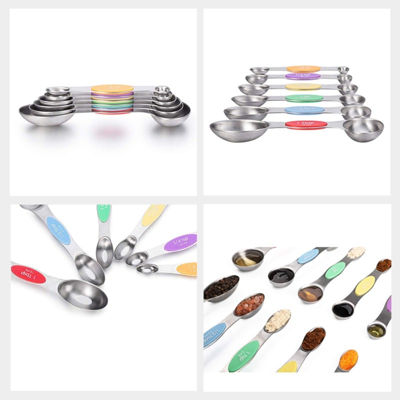 Magnetic Measuring Spoons Sets of 9, WOVTE Dual Sided Stainless