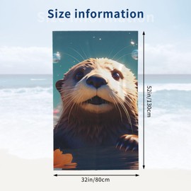 CUEBOS Microfiber Beach Towel, Otter Beach Towels 32x52in,Quick Dry, Sand Free, Ultra Soft & Oversized Towel for Travel, Outdoor, Bathroom, Swimming - Ideal for Pool, Camping, Yoga, or Gift Decor