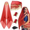 GZJINYUAN 4Pcs Belly Dancer Outfit Sets, Chiffon Head Scarf,Belly Dance