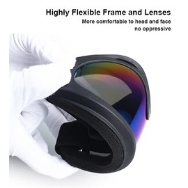 Ski Goggles, UV Protection OTG Snowboard Goggles, Quality TPU Motorcycle Goggles with Soft Thick Foam, Unisex Winter Goggles for Men Women Adult Youth, Anti-Fog Anti-Scratch Lens,High Optical Clarity