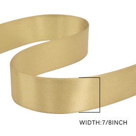GTYBOVA 7/8 Inch x 100 Yards Double Face Gold Satin Ribbon 100% Polyester Multiple Colors Available Ideal for Gift Wrapping Hair Wedding Decor