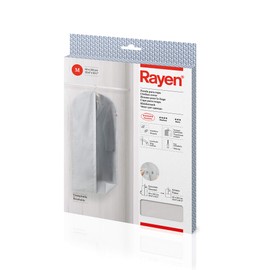 Rayen Wardrobe Clothes Zip-up Hanging Suit Dress Cover Resistant to dust, Moisture and Moths, Polyester, Light Grey/Translucent, 60 x 135 cm