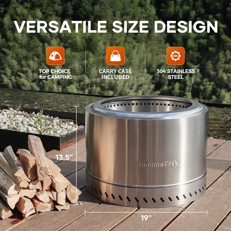 Smokeless Fire Pit with Travel Bag, Portable Outdoor Wood Burning