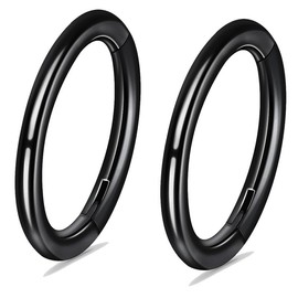 PIERCINGFUN Women Men G23 Titanium Hinged Piercing Nose Rings Hoop 2Pcs 16G 10mm for Nostril Septum Cartilage Helix Daith Tragus Rook Conch Lip Ear Lobe Belly Eyebrow Piercings, 1.2*10mm, Titanium, no