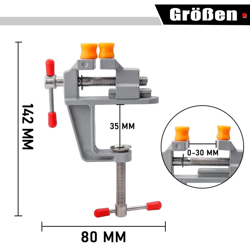 Treki Mini Vice Small Clampable Table Vice for Workbench, Jaw