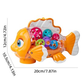 Transparent Gear Swing Fish Electric Toy with Fun Lights and Music, All Direction Walking Fish, Creative Birthday Gift for Kids