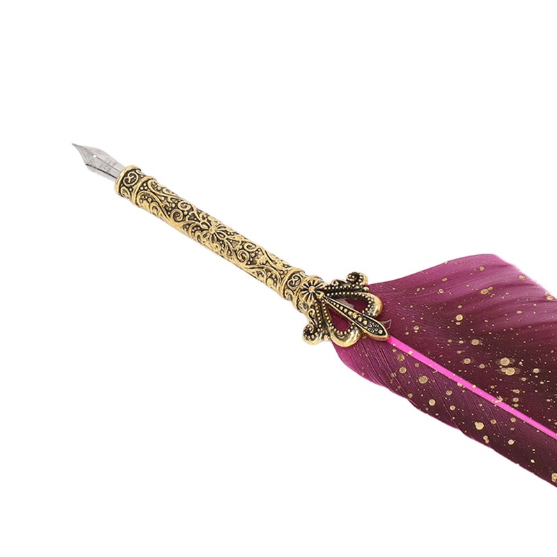 Feather Pen Set with 10 Interchangeable Nib Fire Lacquer Wax
