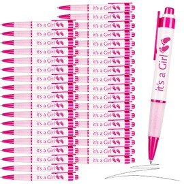 Woanger 36 Pcs Baby Shower Pens for Boys Girls Retractable Gel Pens Blue or Pink Baby Shower Favors Thank You Gifts for Guests(It's a Girl Style)