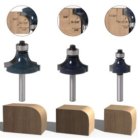 3 Piezas Broca Redonda de Esquina Con Vástago de 1/4 Pulgada, Broca Redondeadora de Bordes Redondeados Con Cortador de Fresado de CarpinteríaOtros accesorios para herramientas eléctricas