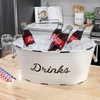 AuldHome White Enamelware Drinks Tub; Rustic Metal Beverage Serving Container