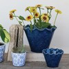 Creative Co-Op Stoneware Planter with Ruffled Edge and Drainage Hole