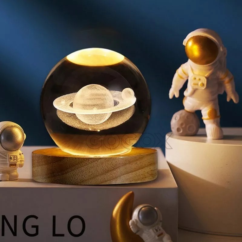 GOGOX Lampara De Noche Led 3d Galaxia Bola Cristal, Sistema