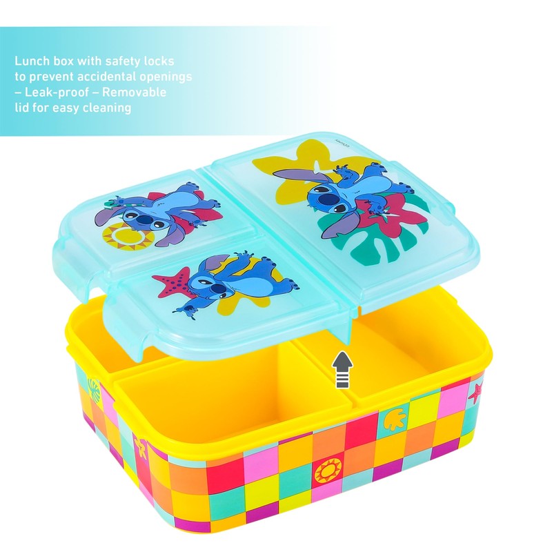 Zawadi Global Stitch Kids Childrens Multi Compartment Rectangular School Travel