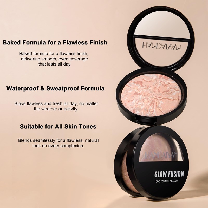 SHEBEEDO Colour Correcting Powder Foundation, Long-lasting 24H Wear, Shimmer Brick