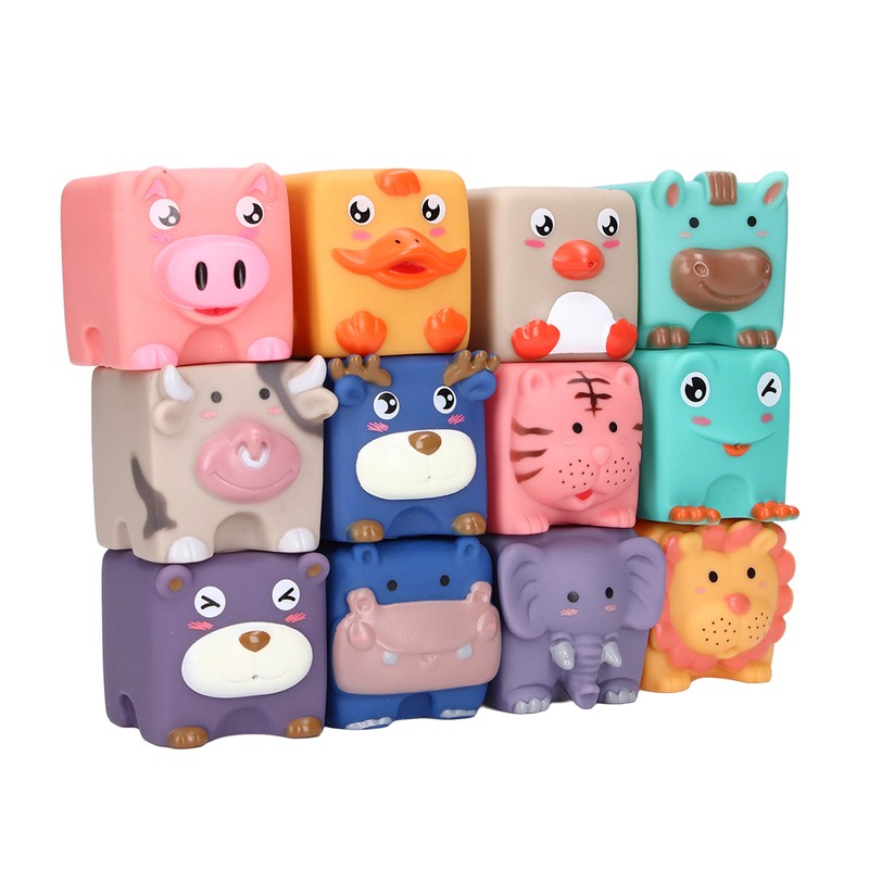 Baby Blocks Soft Silicone Baby Building Blocks Squeeze Toys for