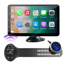 Upgraded Aple Wireless Carplay, Steering Wheel Remote Control, 9 Inch IPS Touch Screen, Bluetooth Wireless Aple Carplay and Andid Auto Listen to The Music Navigation Answer Phone