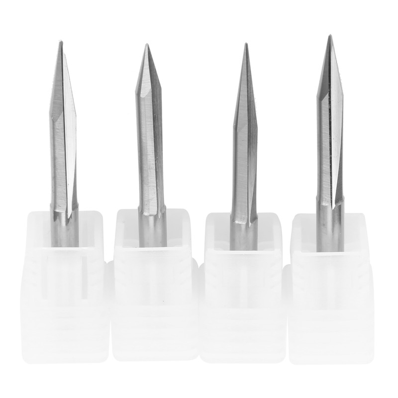 4Pcs VShaped Carving Cutter 2Edged Engraving Bit 4x0.3x15°/4x0.3x20°/4x0.3x25°/4x0.3x30°