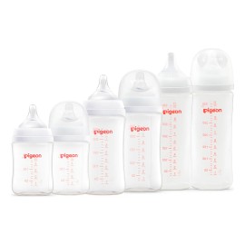 Set De 6 Biberones 2 (5oz) 2 (8oz) 2 (11oz) Pigeon Softouch Blanco Transparente