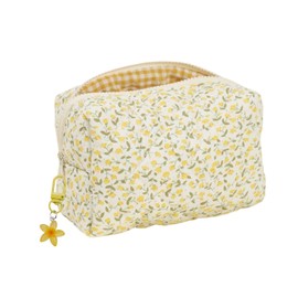 IDNVFY 1 Stück Gelbes Blumen -Make -Up -Tasche Und 1 Stück Gelben Blütenschlüsselkette, Eleer Make -Up -Tasche, Aufbewahrungstasche Und Frauen -Make -Up -Tasche.