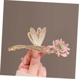 OHPHCALL Lotus Flower Hair Clip Elegant Metal Hair Accessory for Women Vintage Design Comfortable Grip for Daily Use and Special Occasions