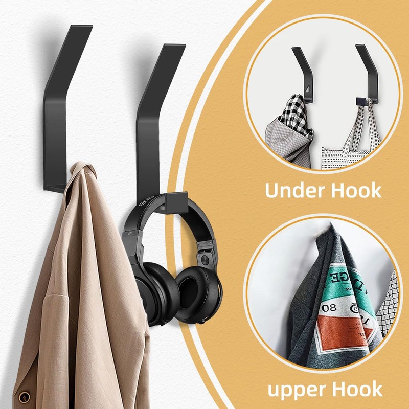 Pack of 6 Coat Hooks, Coat Hooks, Black Coat Hooks,