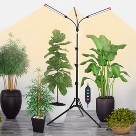 Orchbloom 3-Head Grow Light with Stand and Timer, 27 Watt Power Home Plug LED Grow Lights for Indoor Plants for Tall Houseplants, Bonsai Tree, Seed Starting, 24"-64" Adjustable Height