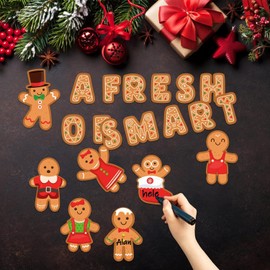 Haooryx Winter Christmas Mini Gingerbread Bulletin Board Classroom Decoration - 70Pcs Gingerbread Man Paper Cut-Outs Blackboard Border Decor for Christmas Party Home School Classroom Window Wall Decor