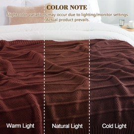 Carriediosa Knit Throw Blanket for Couch 50" X 60", Soft Cozy Stripe Pattern Cable Knitted Throws Fall Fluffy Textured Solid Home Decor Blankets Couch Cover for Bed Sofa, Dark Brown