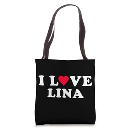 I Love Lina Matching Girlfriend & Boyfriend Lina Name Tote Bag