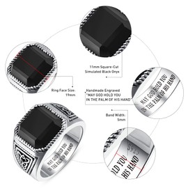 Bonlavie Celtic Knot Signet Ring for Men, Square Cut Black Onyx Ring, 925 Sterling Silver Mens Engagement Rings Thumb Ring Obsidian Ring Chunky Rings