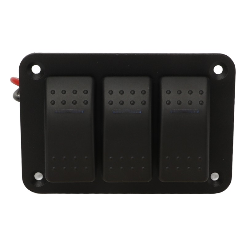 3 Gang Rocker Switch Panel IP65 Waterproof DC12‑24V Blue Light