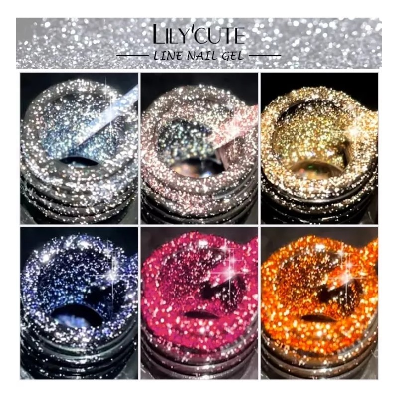 Lilycute Esmalte Reflejante Gel Delineado Doble Efecto Uñas Top Uvled