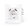 JIMEIDA Single Socket with 2 USB Glass White with Hooks