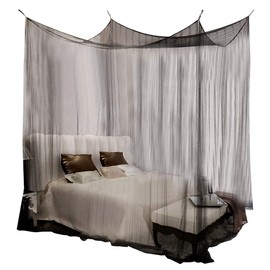 Clasken Canopy Mosquito Net, Mosquito Net, Foldable Polyester for Double Bed to King Bed (Black)