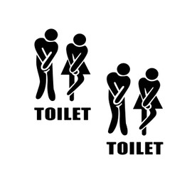 2Pcs Toilet Stickers, Bathroom Decorations, Men's and Women's Toilet Signs, 3D Toilet Stickers, PVC Stickers, Funny Toilet Door Signs, Waterproof Stickers Removable Toilet Door Sign Sticker