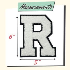 Hip Hop 50's Shop 6" Monogram Varsity Letter Patch Chenille Applique for Letterman Sweater Iron On or Sew On Heat Seal DIY (R)