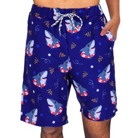 KYKU Traje de baño para hombre, pantalones cortos de natación con bolsillo, Azul/claro, Medium