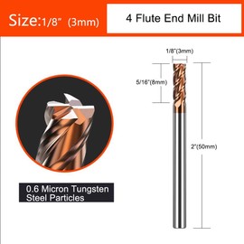 ASNOMY 5 Pcs 3mm Carbide Square End Milling Cutter Micro Grain Harbide Tip Milling Cutter for Alloy Steel/Hardened Steels 4 Headed Milling Cutter AlTiN HRC55 Coated