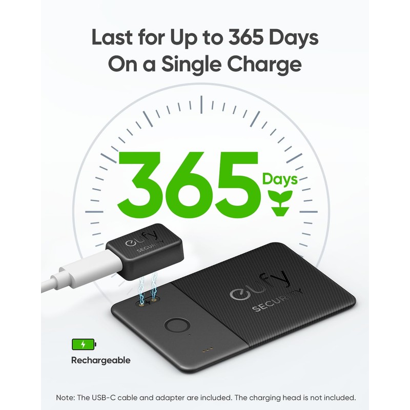 eufy Security SmartTrack Card E30 (Black, 1-Pack), Rechargeable, Works with