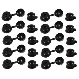 TERF® M6 x 20mm Black Flexible PVC Hinged Roofing Sealing Washer & Cap Cover M6 (6mm) X 20mm To Fix Roof Sheeting To Timber Sub Frames For Weatherproof Sealing Protecting - Pack of 20