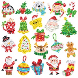 BOUTIKS 5D Diamond Painting Christmas, 21 Pieces DIY Christmas Diamond Sticker Kit Diamond Painting Kits for Stickers Children Christmas Decoration