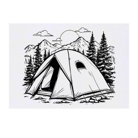 'Camping Trip' Temporary Tattoo - Water Resistant, Skin-Safe, Non-Toxic Transfer (TO00074389)