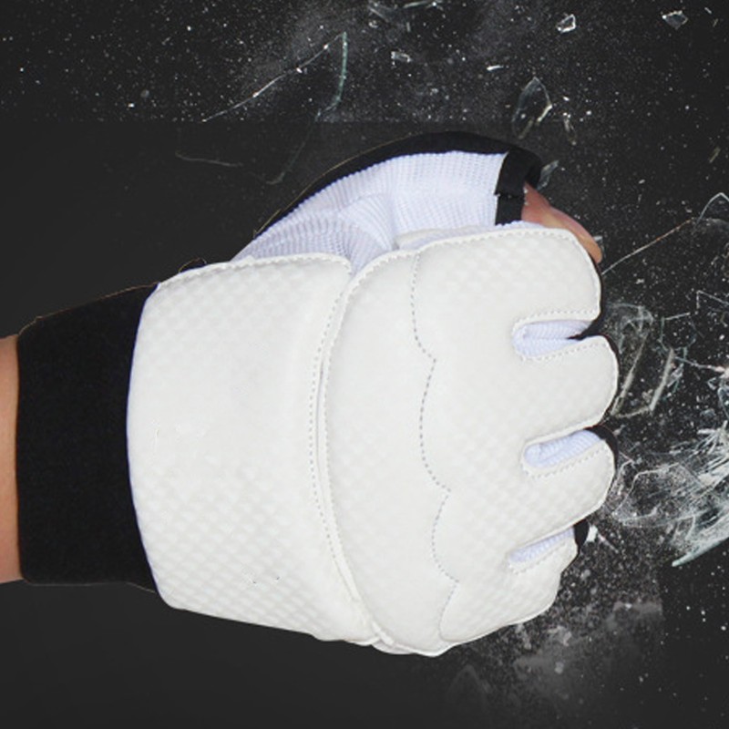1 Pair Taekwondo Gloves Breathable Elastic Half Finger Kickboxing Boxing