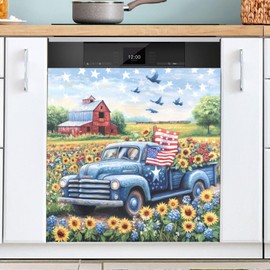 American Flag Truck Dishwasher Magnetic Cover Strong Universal Panel Decal for Refrigerator Fridge Magnet 23 x 26 Inch Clean Dirty Magnet for Whiteboard Fridge Kitchen Office Home
